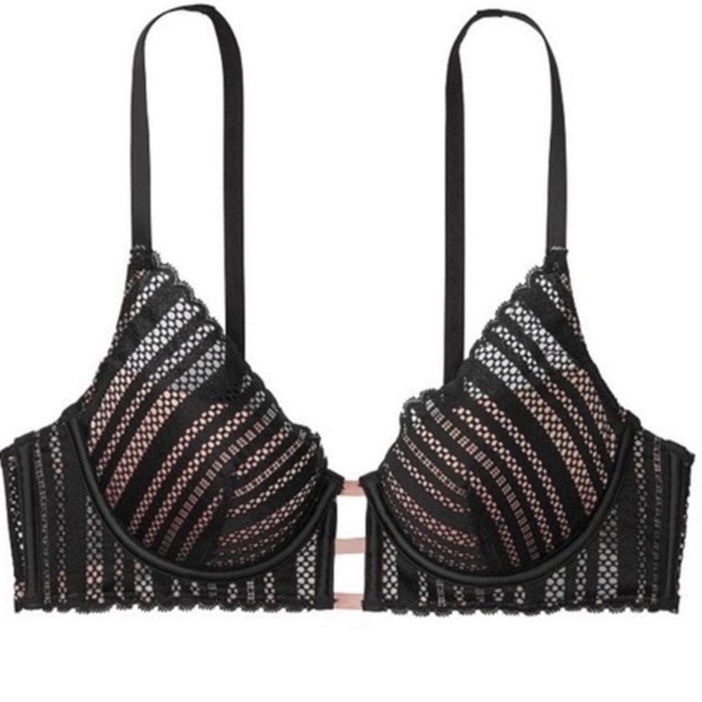 UEC Victoria’s Secret SEXY Black & blush Lace Lined Plunge Bra size 32C